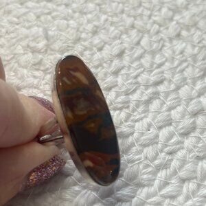 Natural PICTURE JASPER Handmade Sterling 925 Ring Size 8.25 #104E